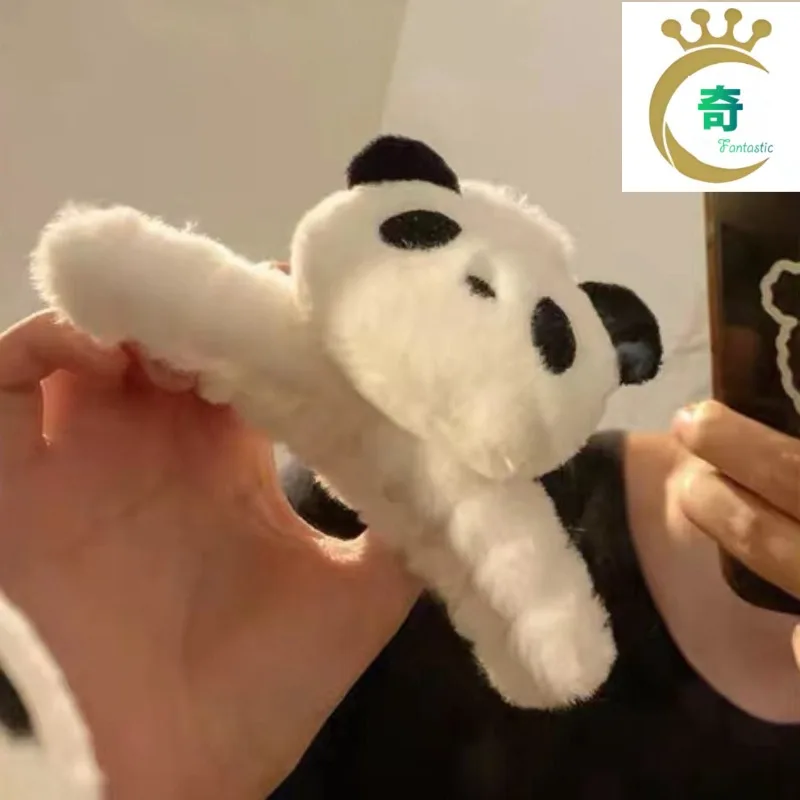 Cute Panda Plush Grab Clip for Women, Cartoon Disc Hair, Shark Clip Hair Accessories Autumn and Winter