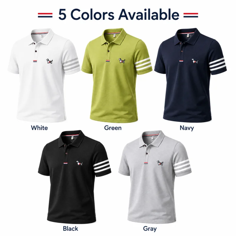 Luxury Brand Men's High Quality Short Sleeves Polo Shirt Lapel Embroidery Puppy Cuff Stripe T-Shirt Business Leisure Men's Wear view 4