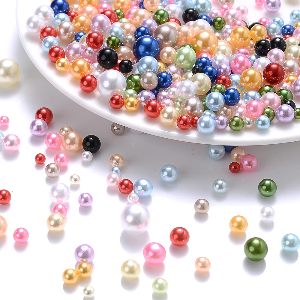 iYOE 1.5-5mm 12g Mix Size ABS Imitation Pearl Beads Acrylic Macaroon Round Beads For DIY Craft Home Decor (no hole)