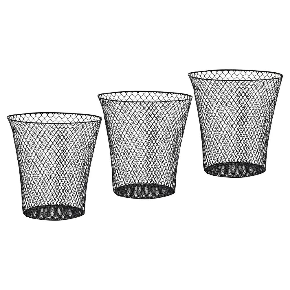

3Pcs Mesh Storage Baskets Iron Mesh Trash Can Multiuse Waste Basket for Home Office Bedroom Kitchen Storage Bin Organizers
