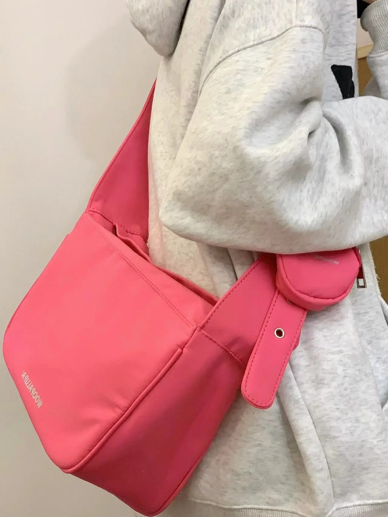 Korean Style Canvas Bag With Small Wallet Leisure Sports Crossbody Bag Large Capacity Student School One Shoulder Bag Travel Bag