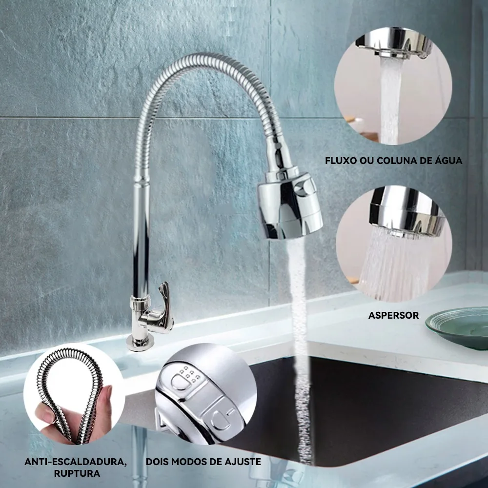 Contemporary Kitchen Faucet with Dual Jet Streams and Plated Cone - Ideal for Kitchen Renovations!