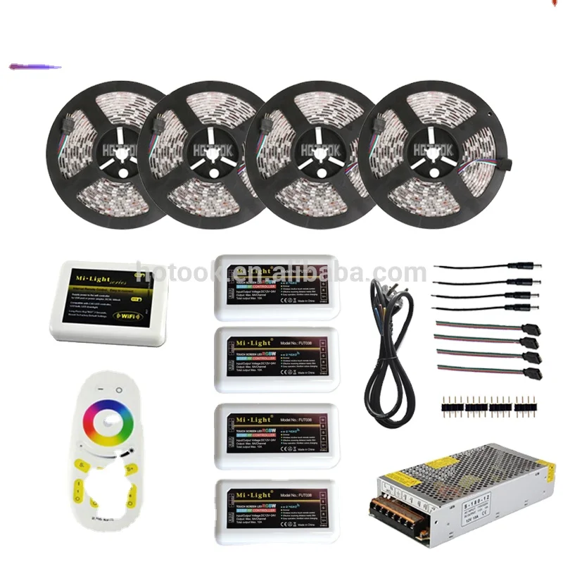 

WIFI Remote Controller + 20M 12V Waterproof ip65 Dimmable 5050 RGBW Led Strip tira kit