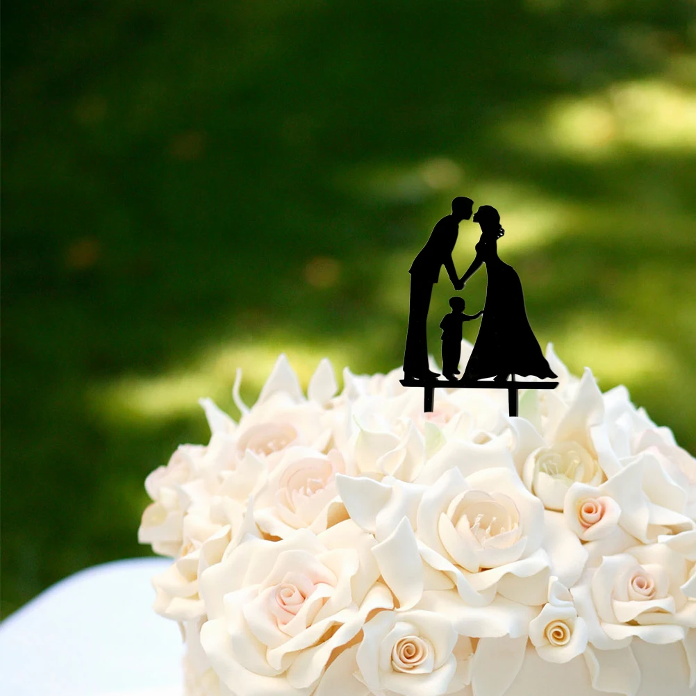 

Acrylic Wedding Cake Toppers Groom With Kid Romantic Decoration For Marriage Anniversary Party Cake