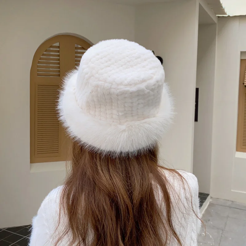 Bucket Hats For Women Winter Outdoor Windproof Plush Fisherman Caps Ear Protection Double Thickened Padded Bucket Hats image 6