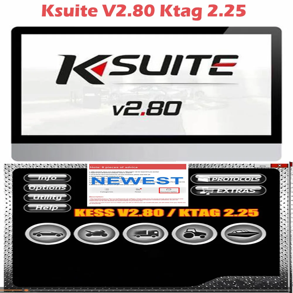 

Ktag 2.25 & Ksuite 2.80 Software for KESS V2 & V5.017 – RSA Error Fix, Unlock Tool for Car Truck Bike Tractor EU Online Version
