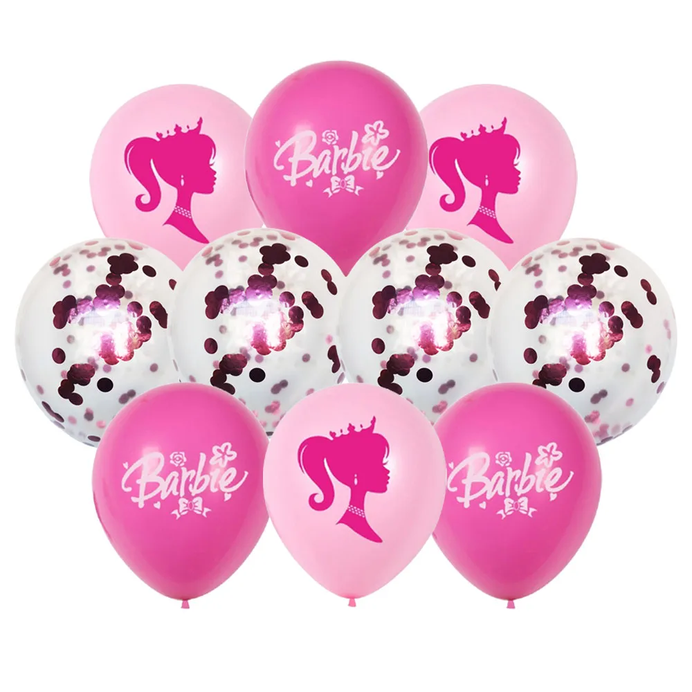 10pcs Girl Pattern Printed Balloon Pink Girl Latex Balloons For Barbieed Theme Party Birthday Wedding Decor Baby Helium Ballon