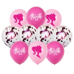 10pcs Girl Pattern Printed Balloon Pink Girl Latex Balloons For Barbieed Theme Party Birthday Wedding Decor Baby Helium Ballon