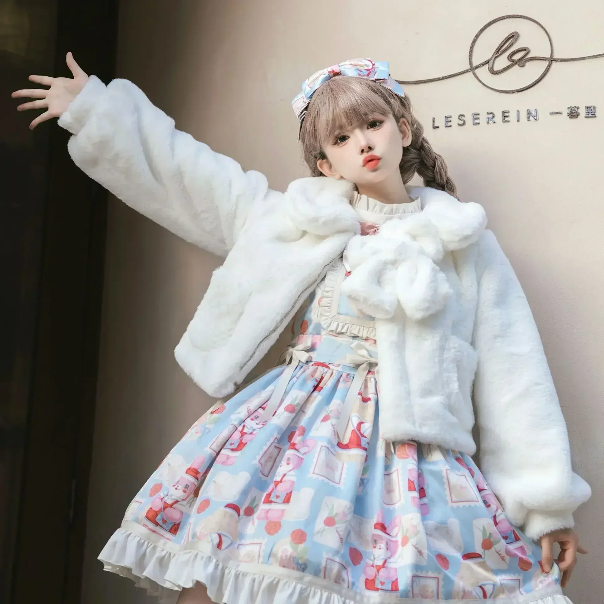 Chaqueta de lolita de felpa dulce abrigo de invierno cálido de Yomi