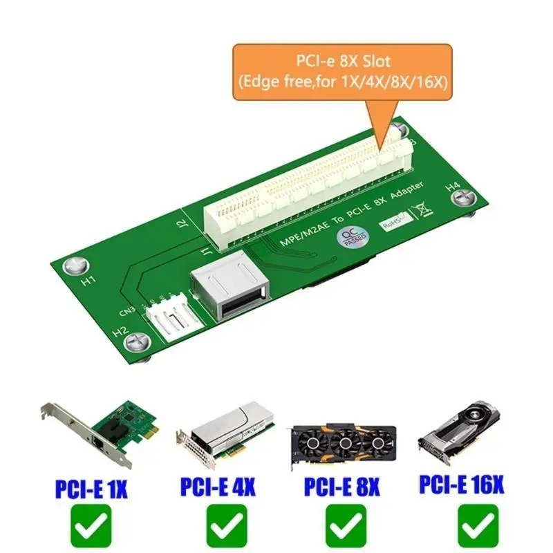 

652F Mini PCIe mPcie to PCI-E 1X/2X/4X/8X Adapter Cable Riser Extension for PCIE