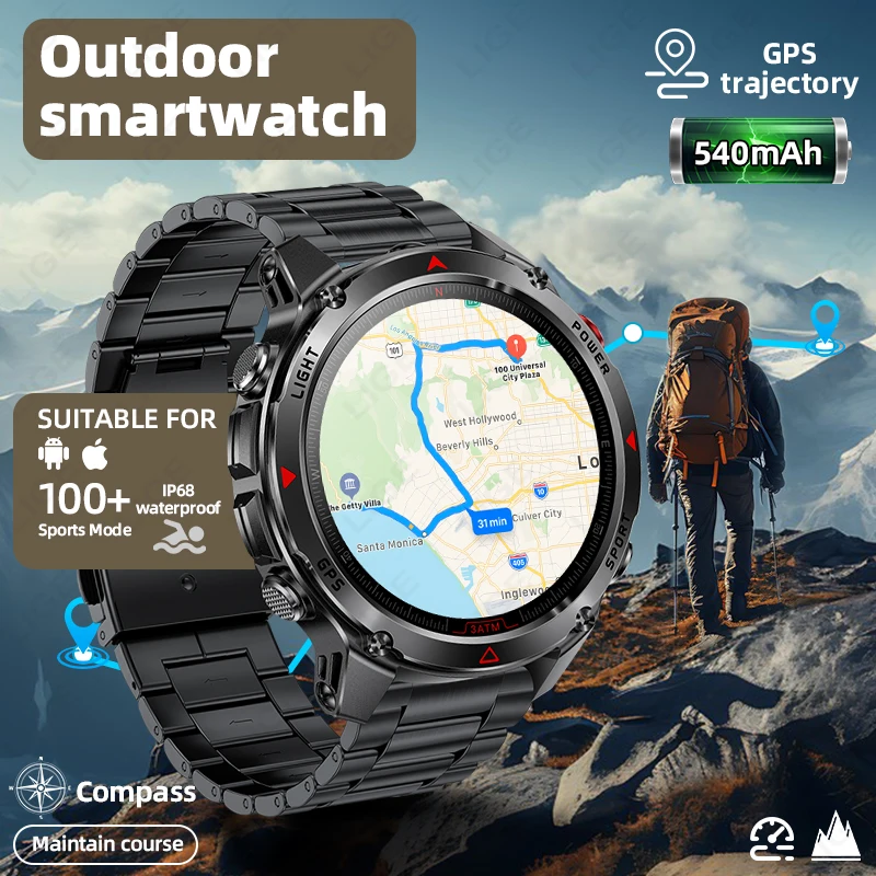 

LIGE Новые профессиональные GPS спортивные умные часы для езды на открытом воздухе, бега, GPS-трека, часы для плавания, компас, альтиметр, IP68, спортивные браслеты для мужчин