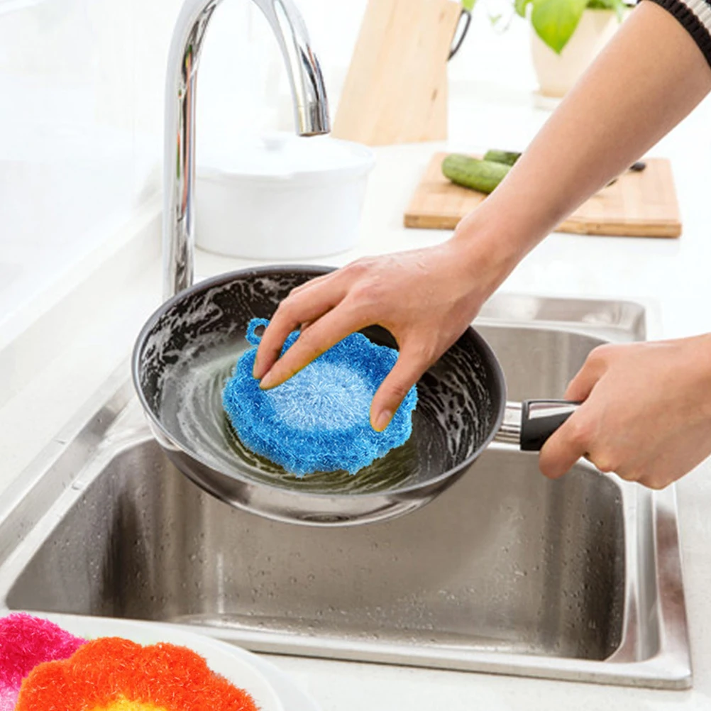 

3pcs Flower Shaped Washing Cloth Kitchen Scrub Towels Colored Dish Towel Creative Cleaning Scrubber For Tableware Durable