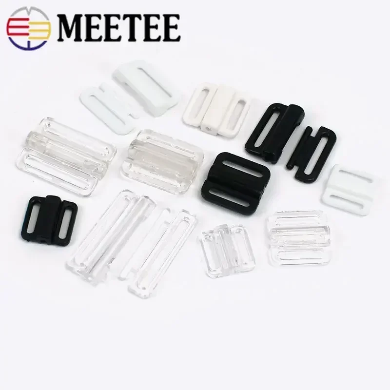 

100Sets Meetee 8-25mm Plastic Bra Buckles Swimwear Adjust Front Closure Clip Bikini Clasp DIY Sewing Underwear Accessories