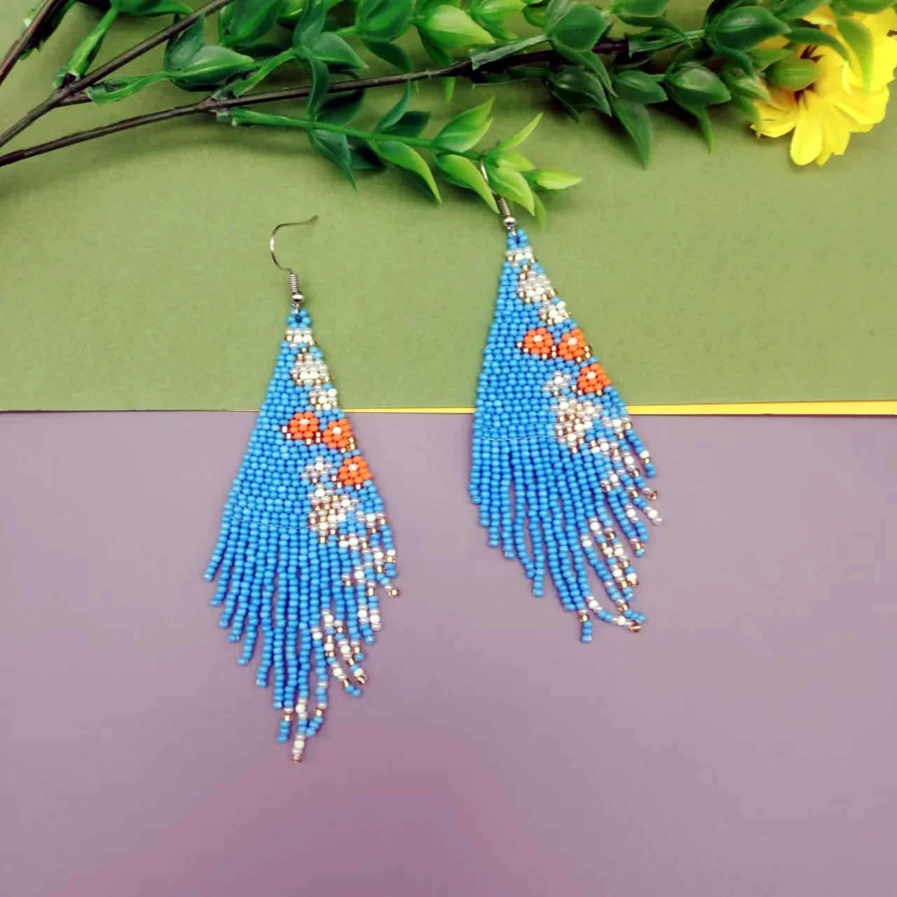 ZGMXR Rice bead earrings Tassel Character Originality Bohemia Hand knitting Design Female Fashion Alloy Simple Beaded earrings