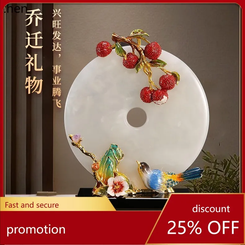 HXL Enamel-Painted Peace Buckle Jade Ornament Decorative Natural Accessory