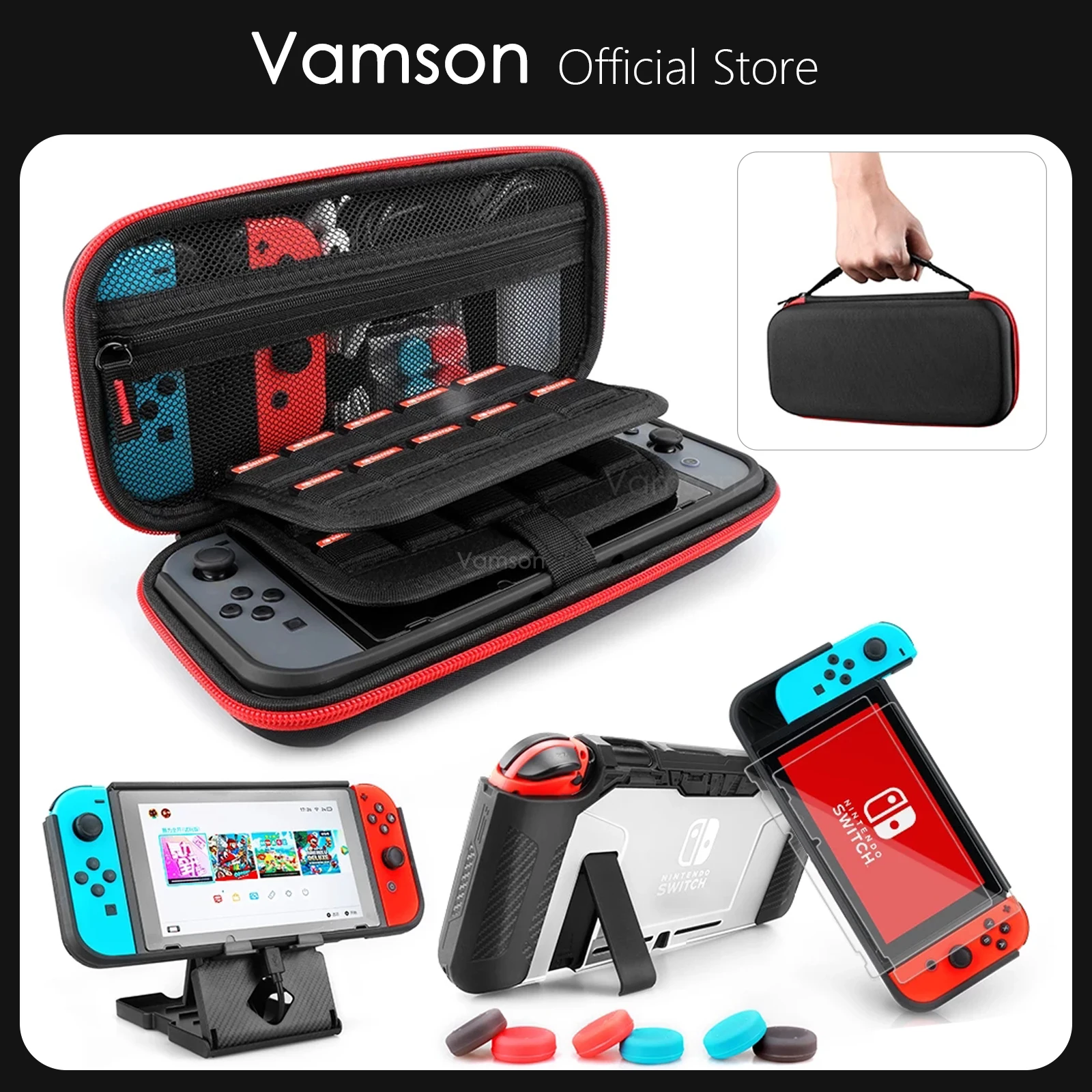Vamson for Nintendo Switch Accessories Mech Protective Sleeve Travel Carrying Case Game Accessories Set for Nintend NS Bag NS03
