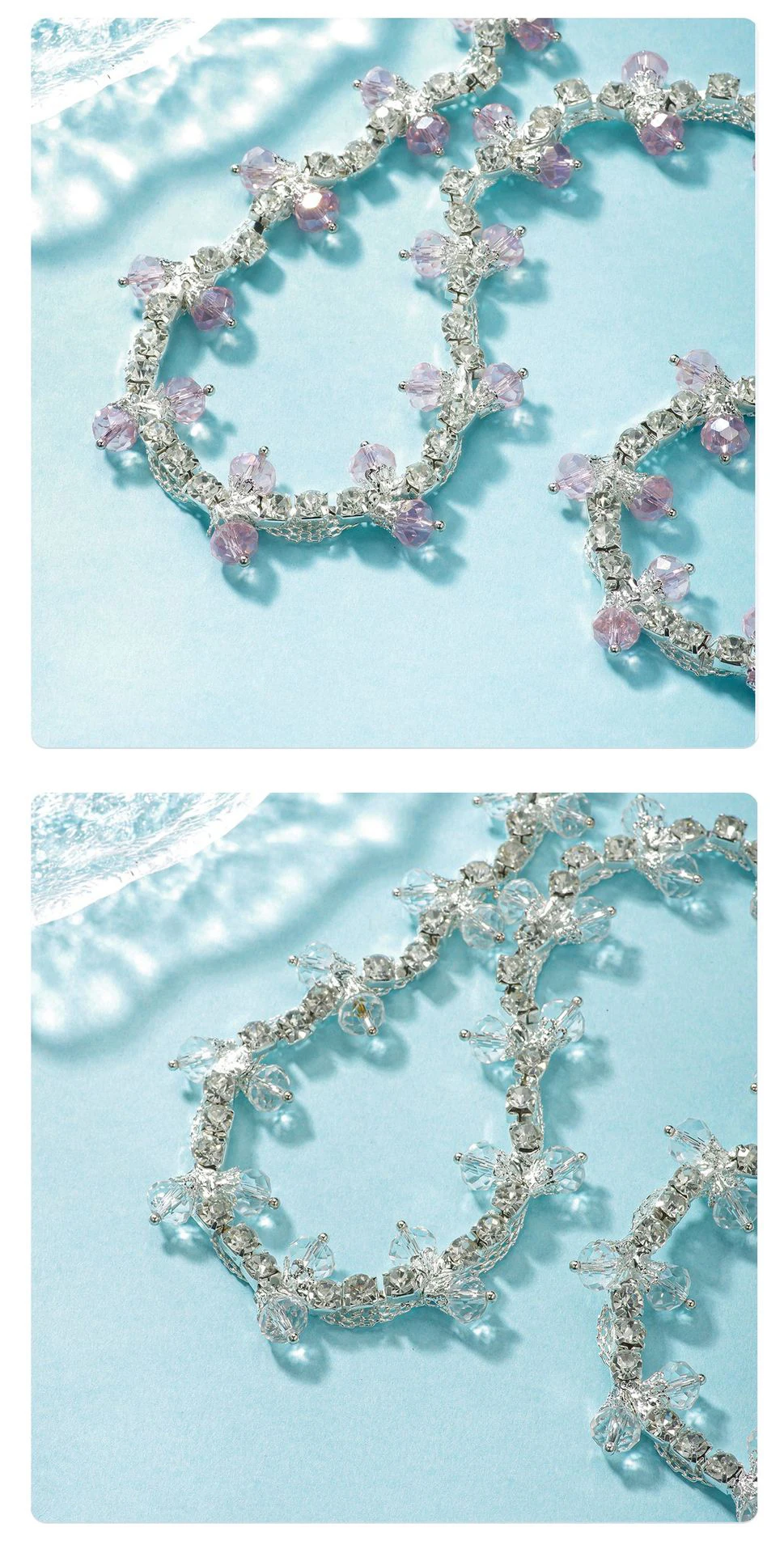 10 Yards Strasskette Kleidungszubehör Kristalldiamant Schuh- und Taschendekoration DIY-Bastelzubehör Strassband Nähzubehör – Detail 7