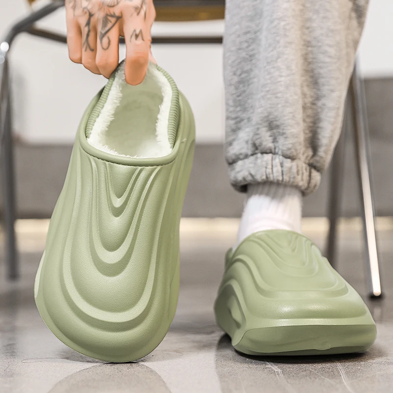 YRZL Zapatillas de invierno para hombre, zapatos cálidos para casa, térmicos, antideslizantes, cómodos, forro peludo, antideslizantes para interiores y exteriores, para invierno