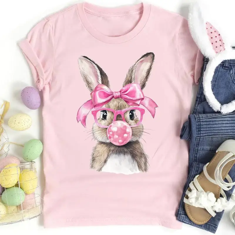Coquette Bow Bunny T Shirt Easter Cute Rabbit