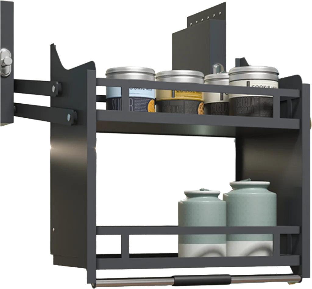 نظام سلة رفع خزانة المطبخ الحديثة القابلة للسحب مع آلية رفع سهلة للتخزين الفعال #2