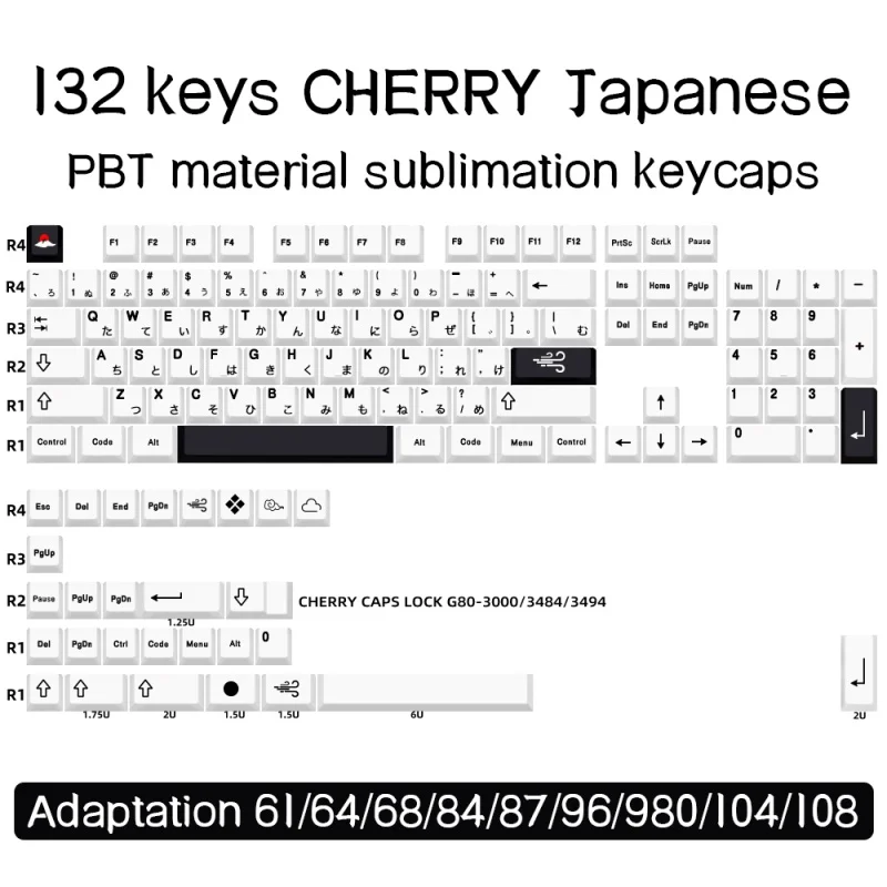 English Japanese Black White Theme Key Cap 140 Key Original Factory Height Personalized Pbt Mechanics Keyboard Key Caps