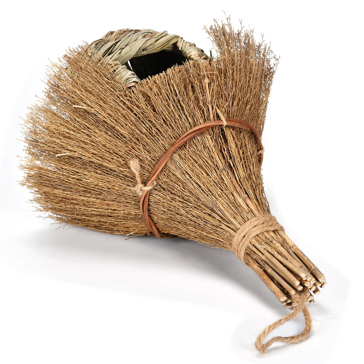 1 قطعة أوراق الخيزران اليدوية النسيج عش الطيور القصب الطبيعي القش بيت الطيور الإبداعية معلقة عش الطيور البستنة في الهواء الطلق الديكور