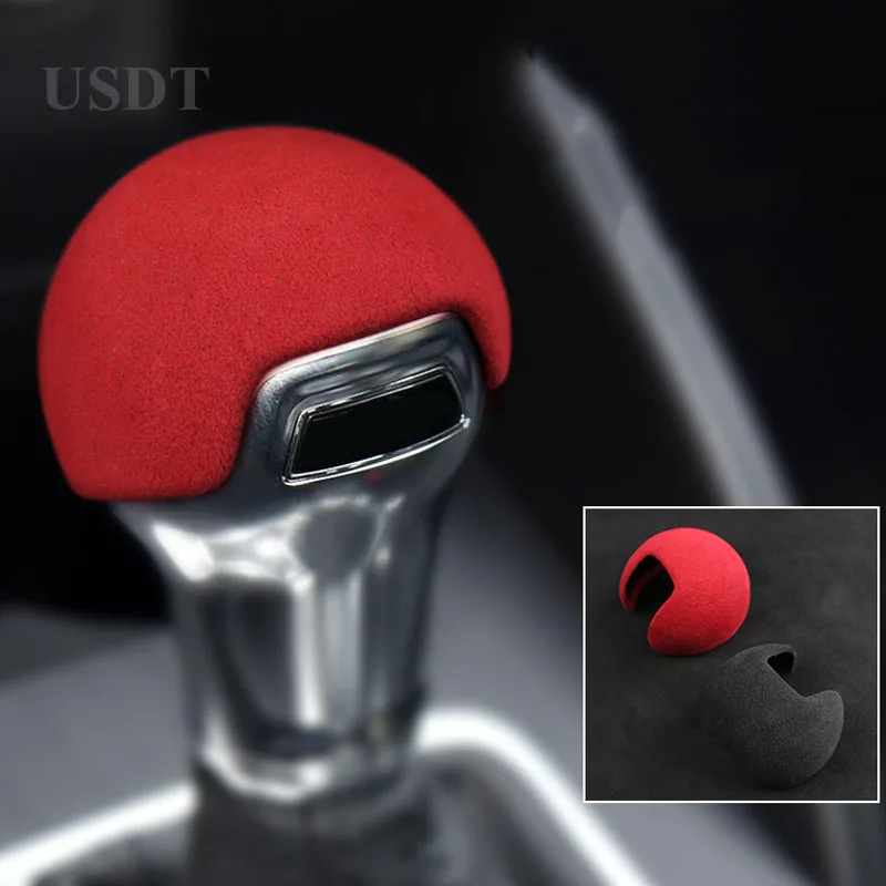 

For Audi A3 S3 Q2 TT 2021 2020 2019 2018 2016 2014 TOP Suede Car Gear Shift Knob Cover Gears Cap Protective Mat Accessories