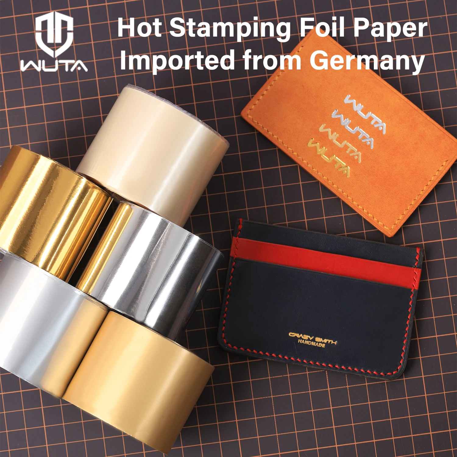WUTA Kurz Hot Stamping Foil Paper for Leather Bronzing Machine Heat Transfer Film Anodized Gilded Paper Logo DIY Craft Cards Box