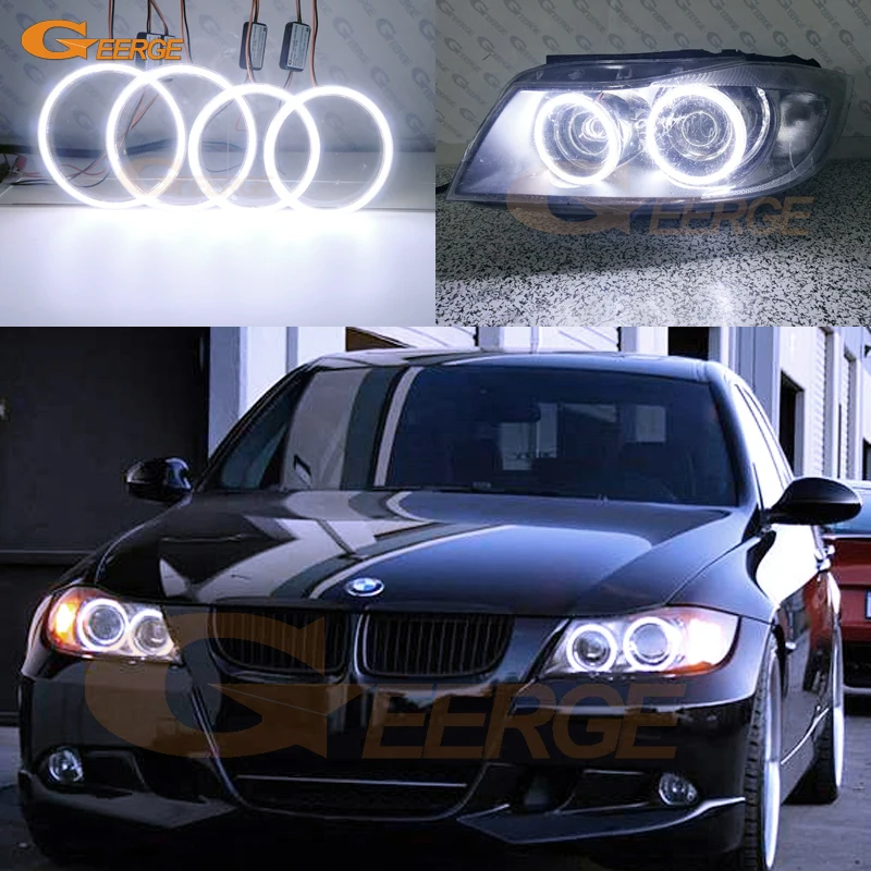 For BMW 3 Series E90 E91 Pre LCI 2005 2006 2007 2008 Excellent Ultra Bright COB Led Angel Eyes Kit Halo Rings Day Light