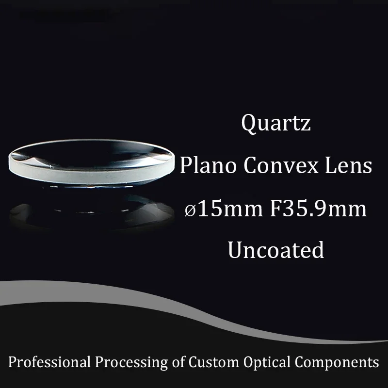 Jgs1 Quartz Plano-convex Single Convex Lens, Diameter 15mm, Focal Length 35.9mm, Transparent