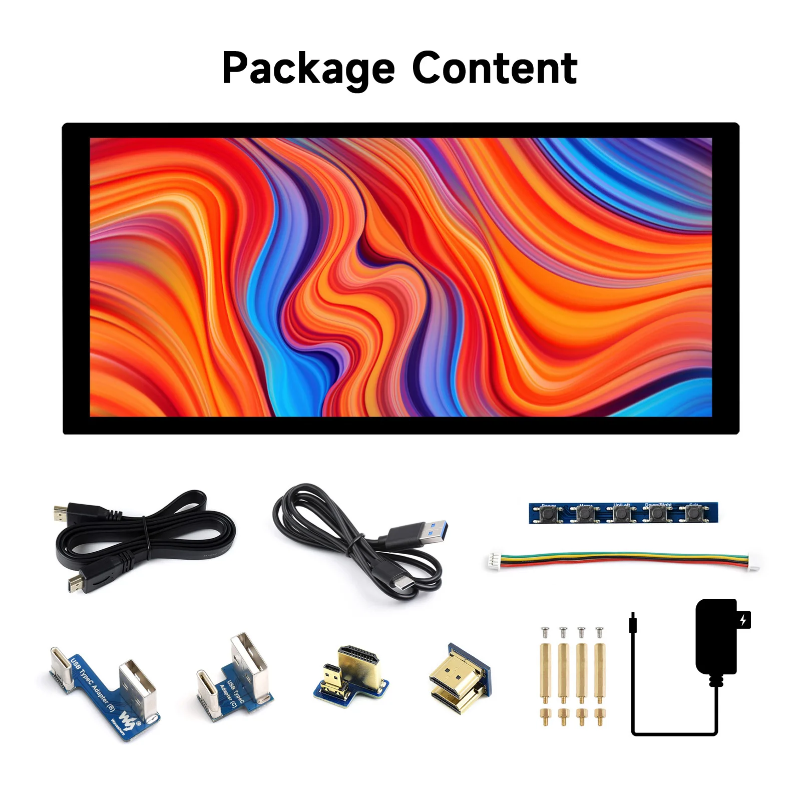 Waveshare 10.4inch QLED Quantum Dot Display, Capacitive Touch, High Brightness, 1600×720, Optical Bonding Toughened Glass Panel
