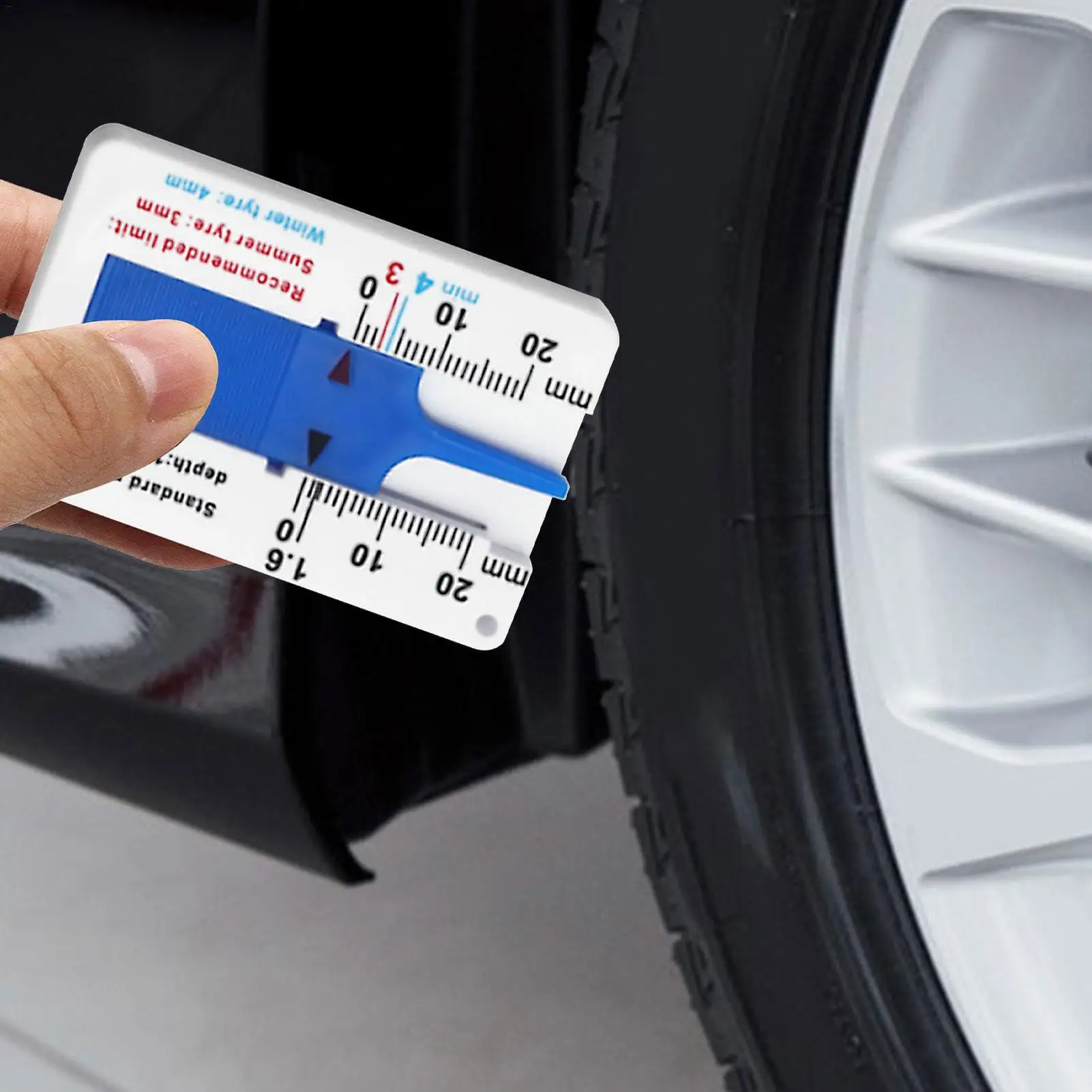 Tire Tread Depth Measuring Tool 0-20 mm Tyre Tread Checker Portable Easy Reading Gauge Tire Tread Depth Accurate Measurement