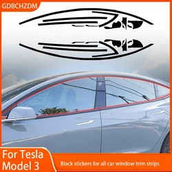 Car Window Frame Sticker for Tesla Model 3 Exterior Decoration Accessories PVC Door Handle Black Protector Trim Strips 2017-2020