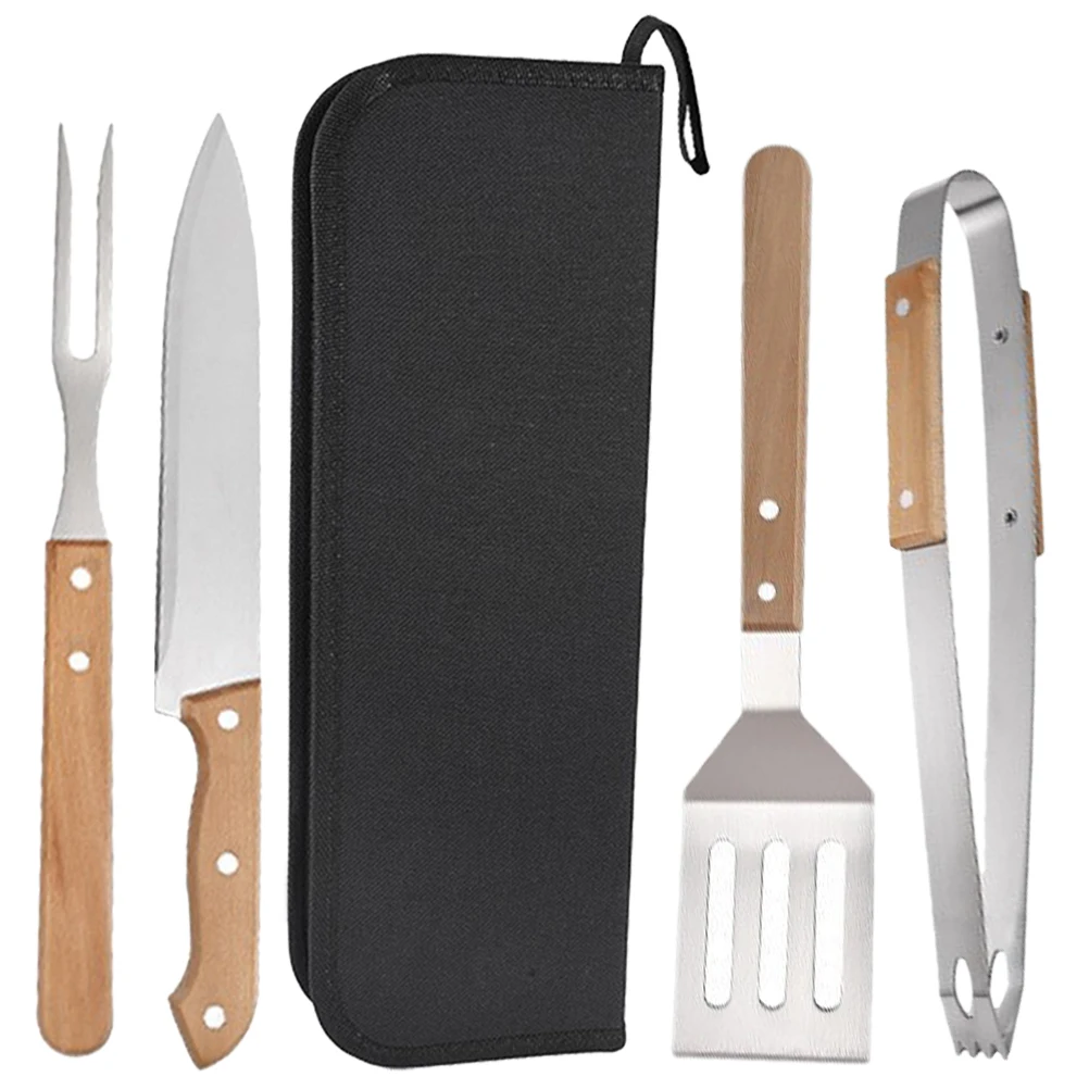 

Stainless Steel BBQ Tools Grill Fork Tong Spatula Ergonomic H Multi Functional Food Barbecue Tool Set For Outdoor