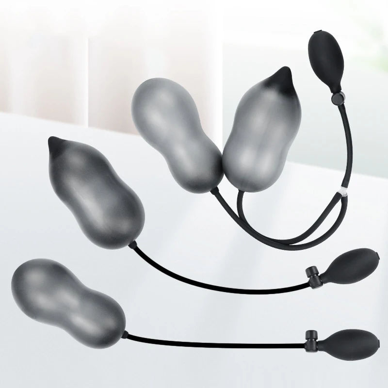 1Pc Silicone Inflatable Anal Plug Double Ball Butt Plug Expandable Trainer Anal Dilator Dildo for Women Men Adult Sex Toy. view 3