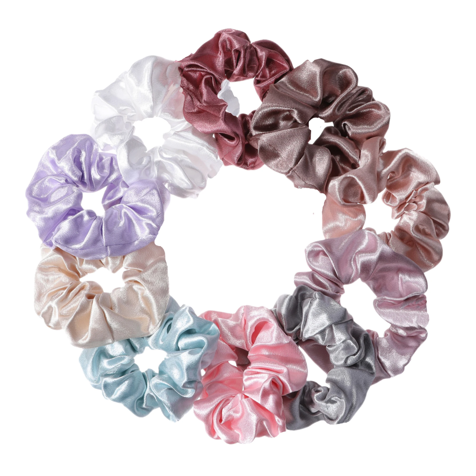 10pcs/lot Scrunchies Crystal Satin Hair Accessories For Women Elastic Bands Elegant Ponytail Solid Colors Luxury Large