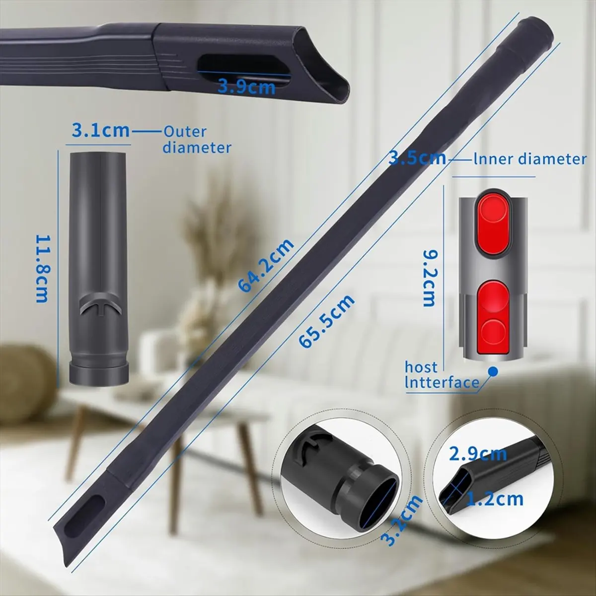 (ABZD) Vacuum Cleaner Accessories for Dyson Flexible Extended Crevice Nozzle+Hose Extension Suitable for Dyson V7 V8 V10V11V15