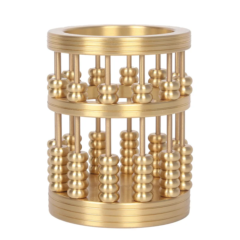 AllCopper abacus copper pen holder decoration charm living room desk storage bucket Creative abacus to send students craft gifts