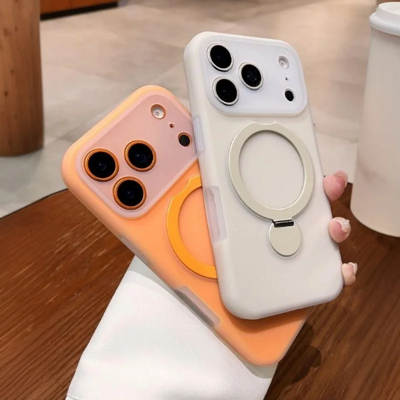 Jelly Soft Silicone Magnetic For Magsafe Phone Case For iPhone 17 18 16 15 14 Pro Max Ring Stand Holder Shockproof Bumper Cover view 2