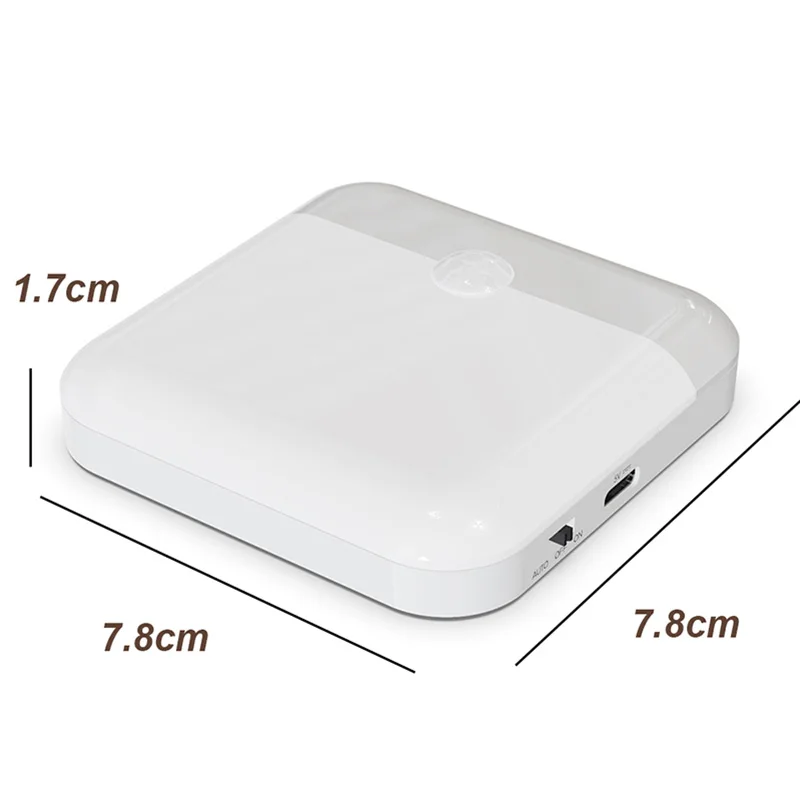 모션 센서 LED USB 야간 조명, 사각형 충전식 램프, 침실 주방 계단 복도 옷장 찬장 조명