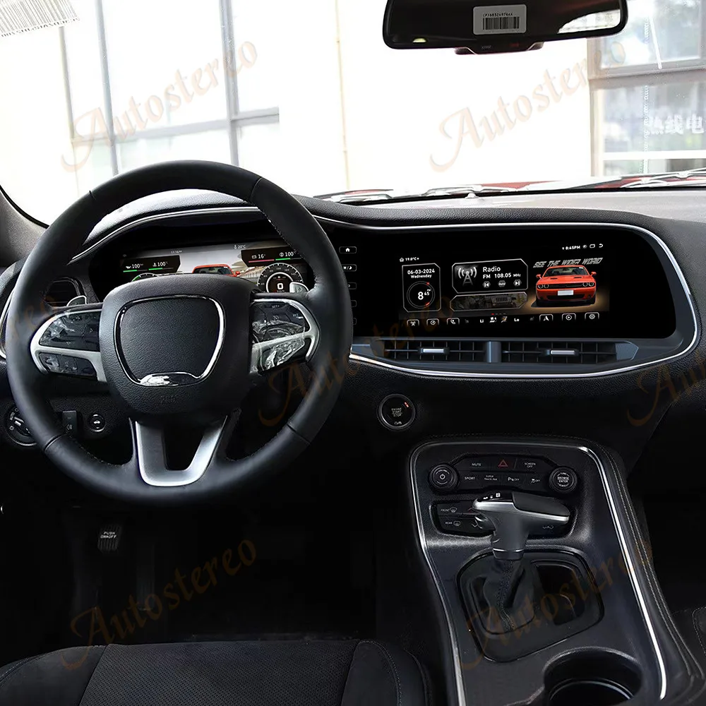 12.3 Inch Android 14 Car GPS Player with GPS CarPlay Dashboard Multimedia For Dodge Challenger SRT Hellcat 2010-2023 Head Unit