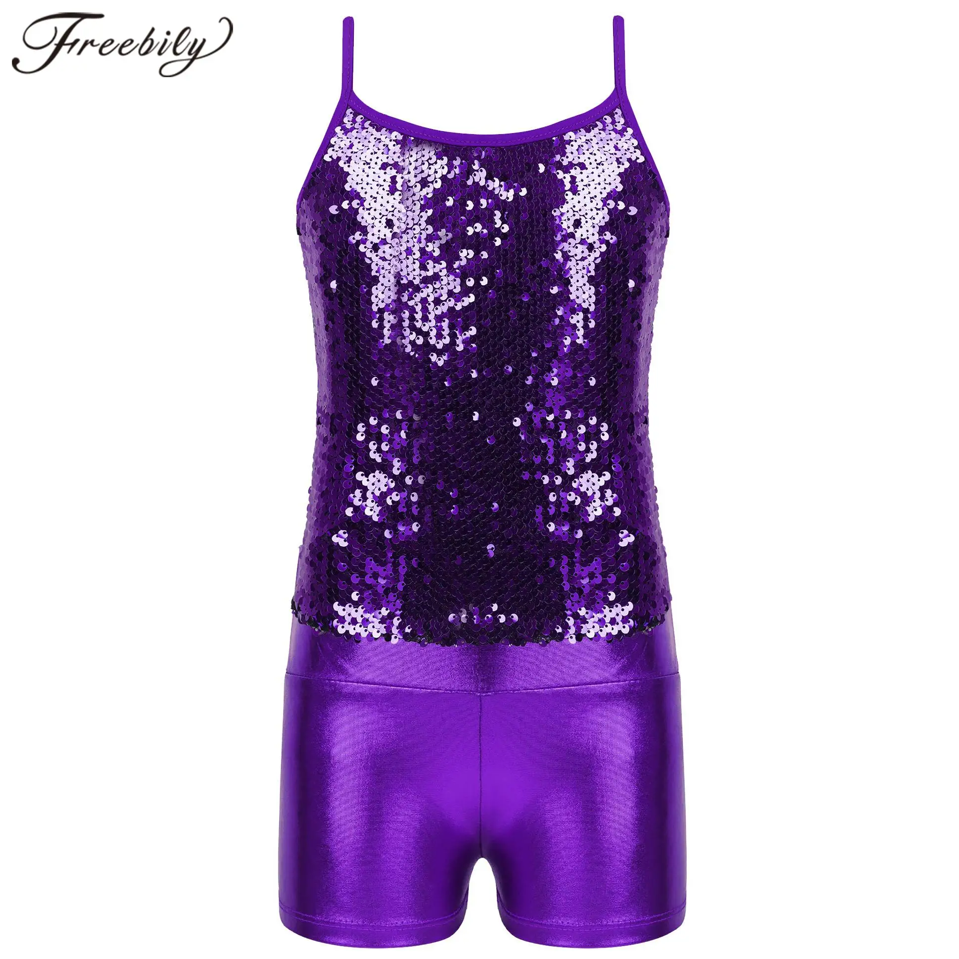 Children Shiny 80s Disco Outfit Sequins Jazz Dance Costume Hip Hop Clothes Sets Kids Girls Ballet Stage Performance Dancewear