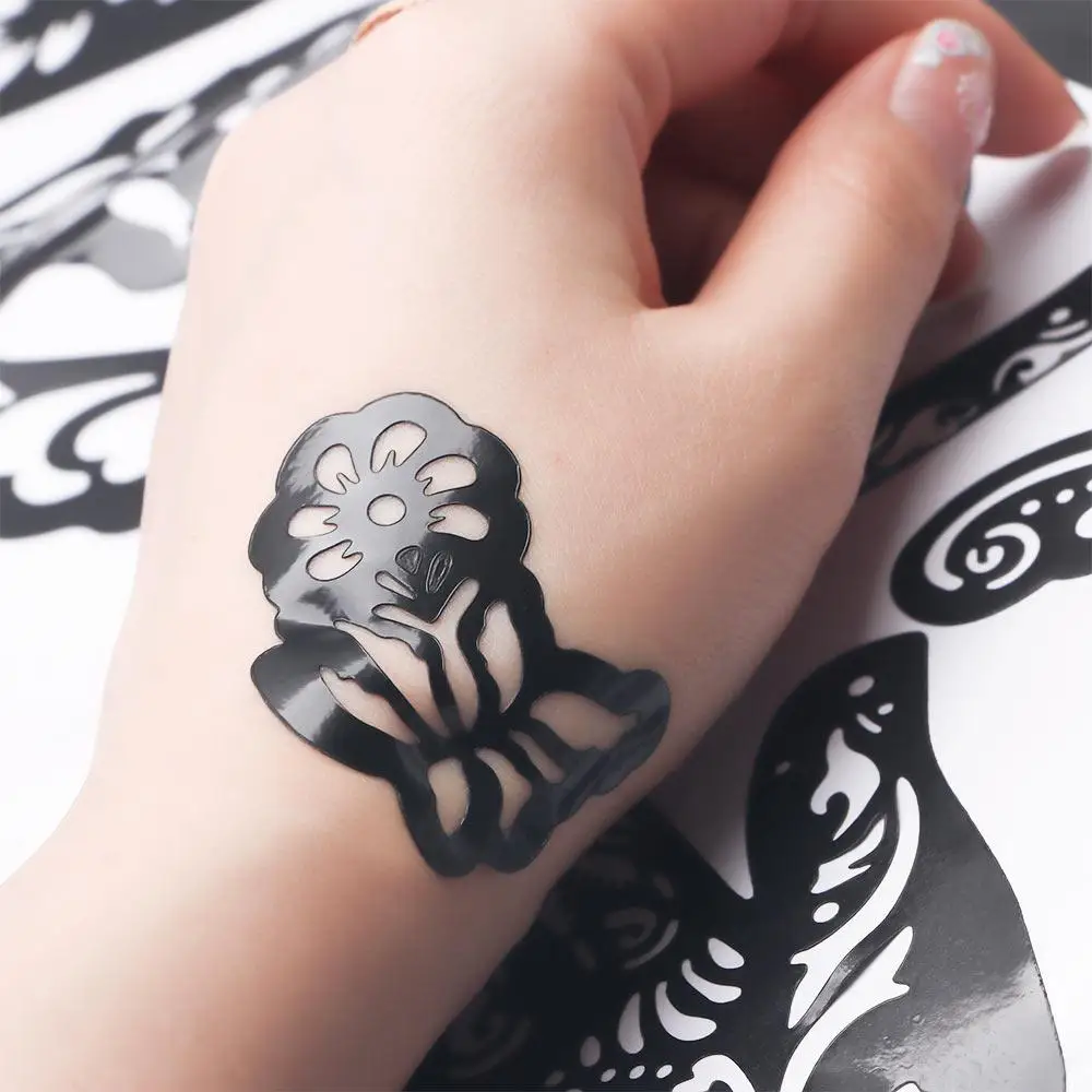Women Beauty Body Art India Tattoo Stencils Reusable Tattoo Sticker Henna Template Tattoo Temporary Hand Art Stickers