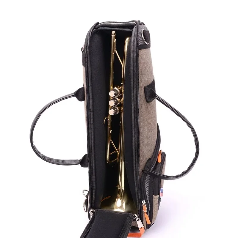 Bb Trumpet Bag Brass Instrument Accessory Case Bag Trumpet Instrument Case Backpack Handle Strap Trumpet Box Hard Case Cover