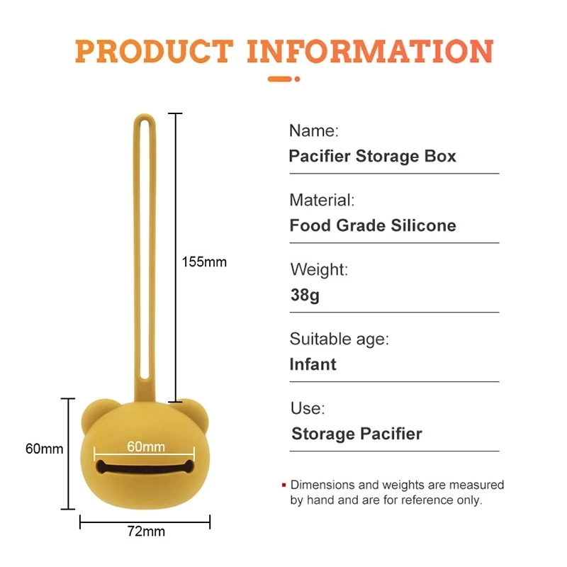 Recipiente portátil para chupete de bebé, caja de almacenamiento de silicona de grado alimenticio, sin BPA, dibujos animados, Panda, pezón