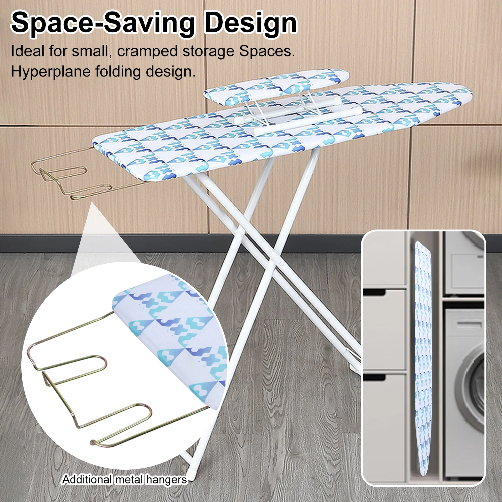 

42 inch foldable home ironing board, external extended ironing board with heat-resistant cover