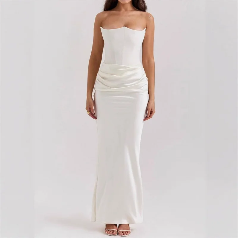 

2025 Style Autumn Winter New Women's Fashion Strapless Backless Slim Evening Dress