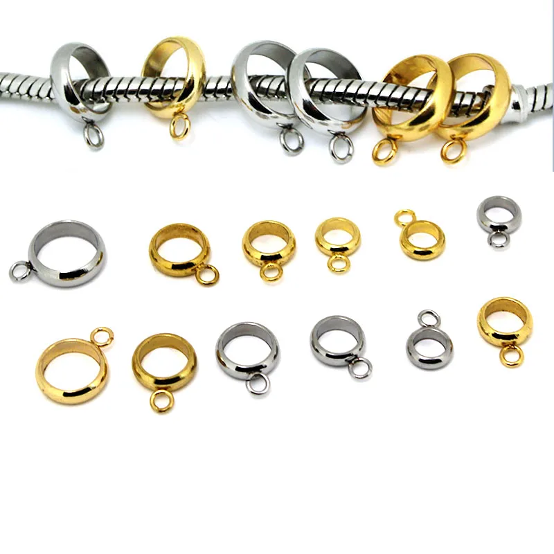 

20Pcs/Lot Stainless Steel Spacer Bail Beads Pendant Connectors Bail Clasps Gold Color for DIY Bracelet Jewelry Making Findings