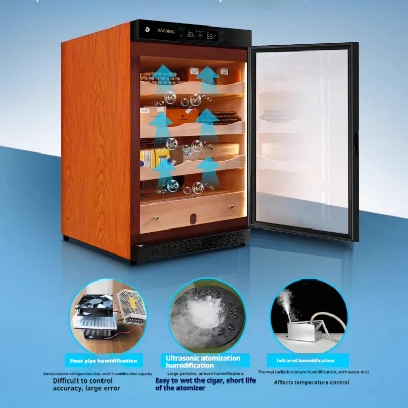 Cigar Cabinet Freezer Constant Temperature Wine Tea Humidor Three-Layer Parquet Luxury Cigar Storage Cabinet Fridge