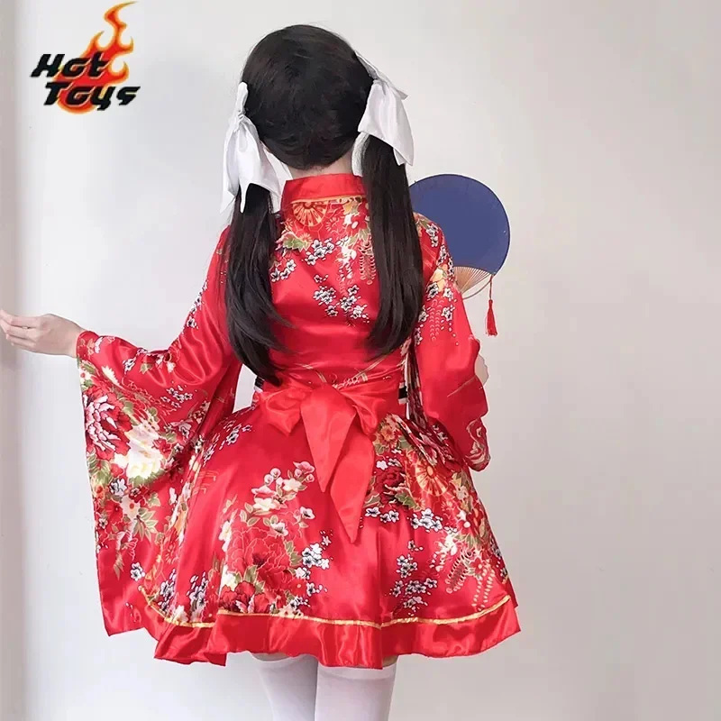 

2025halloween Robe Kimono japonais Traditionnelle Kawaii Rose Sakura Lolita Imprimée Costumes de Cosplay de Geisha pour ixd'